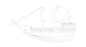 Klassisches Segelboot im Lineart-Stil vektor