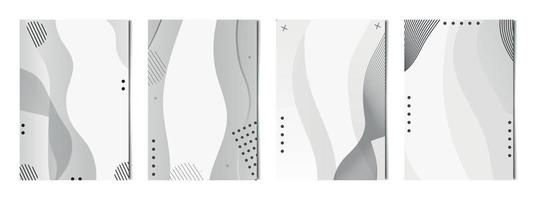 Satz von 4 Stück abstrakten hellen Hintergründen wellige schwarze Linien, Vorlagen für Werbung, Visitenkarten, Texturen - Vektor
