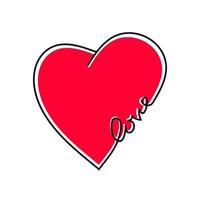 hjärta med inskriptionen kärlek. hjärta i abstrakt stil. älskar hjärta vektor ikon.