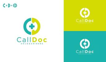 call doc logotyp, medicinsk logotyp, konsultation med en pålitlig läkare. vektor