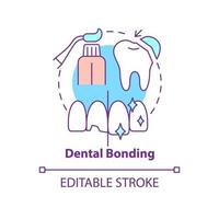 dental bonding koncept ikon. kosmetisk förbättring typ abstrakt idé tunn linje illustration. reparation av tänder. isolerade konturritning. redigerbar linje. arial, otaliga pro-bold typsnitt som används vektor