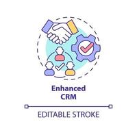 Symbol für erweitertes CRM-Konzept. Business-Technologie. vorteile von ucaas abstrakte idee dünne linienillustration. isolierte Umrisszeichnung. editierbarer Strich. Arial, unzählige pro-fette Schriftarten verwendet vektor