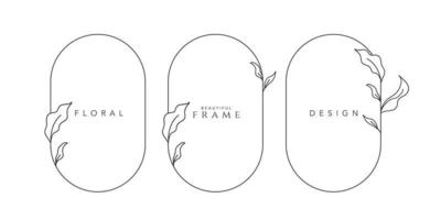 ram logotyp bröllop ram oval inbjudningskort mall handritade vektorillustration vektor