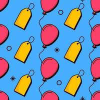 Retro-Stil-Muster-Tags und Luftballons auf blauem Hintergrund Shopping-Konzept-Vektor-Illustration vektor