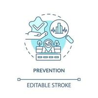 Symbol für das türkisfarbene Konzept der Prävention. seismische aktivität regulierungssysteme abstrakte idee dünne linie illustration. isolierte Umrisszeichnung. editierbarer Strich. Roboto-Medium, unzählige pro-fette Schriftarten verwendet vektor