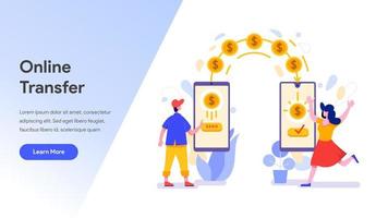 Landningssidamall för online-pengaröverföring vektor