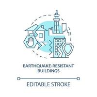 Symbol für erdbebensichere Gebäude in Türkis. schutz abstrakte idee dünne linie illustration. isolierte Umrisszeichnung. editierbarer Strich. Roboto-Medium, unzählige pro-fette Schriftarten verwendet vektor