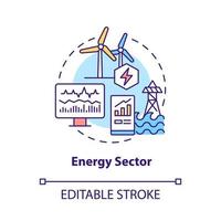 energisektorn koncept ikon. optimera produktionsprocesser abstrakt idé tunn linje illustration. smart hantering. isolerade konturritning. redigerbar linje. roboto-medium, otaliga pro-bold typsnitt som används vektor