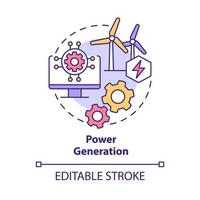 Symbol für das Konzept der Stromerzeugung. digitale zwillingsnutzung abstrakte idee dünne linie illustration. Strom erzeugen. isolierte Umrisszeichnung. editierbarer Strich. Roboto-Medium, unzählige pro-fette Schriftarten verwendet vektor