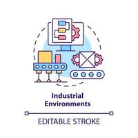 Symbol für das Konzept der Industrieumgebungen. herstellungsprozess abstrakte idee dünne linie illustration. Verwendung des digitalen Zwillings. isolierte Umrisszeichnung. editierbarer Strich. Roboto-Medium, unzählige pro-fette Schriftarten verwendet vektor