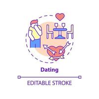 Dating-Konzept-Symbol. Liebes- und Beziehungsschwierigkeiten. Angst auslösen abstrakte Idee dünne Linie Illustration. isolierte Umrisszeichnung. editierbarer Strich. Roboto-Medium, unzählige pro-fette Schriftarten verwendet vektor