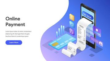 Zielseitenvorlage der Online-Zahlung mit Handy vektor