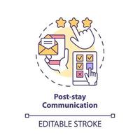 Symbol für das Kommunikationskonzept nach dem Aufenthalt. Kunden kontaktieren. berührungsloses system abstrakte idee dünne linie illustration. isolierte Umrisszeichnung. editierbarer Strich. Roboto-Medium, unzählige pro-fette Schriftarten verwendet vektor