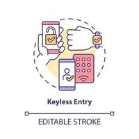 nyckellös inträde koncept ikon. smart låsplatta. beröringslöst system abstrakt idé tunn linje illustration. isolerade konturritning. redigerbar linje. roboto-medium, otaliga pro-bold typsnitt som används vektor