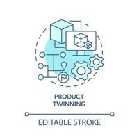 Symbol für das türkisfarbene Produkt-Twinning-Konzept. digitales Modell abstrakte Idee dünne Linie Illustration. Partnerschaftsebene. isolierte Umrisszeichnung. editierbarer Strich. Roboto-Medium, unzählige pro-fette Schriftarten verwendet vektor