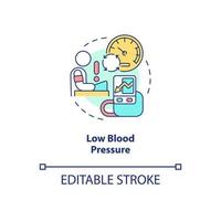 lågt blodtryck koncept ikon. sjukdom i cirkulationssystemet. hypotoni abstrakt idé tunn linje illustration. isolerade konturritning. redigerbar linje. roboto-medium, otaliga pro-bold typsnitt som används vektor