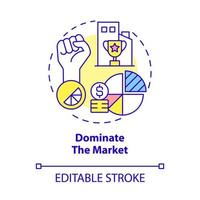 dominieren das Marktkonzept-Symbol. wichtigkeit der geschäftsausweitung abstrakte idee dünne linie illustration. Stärke und Macht der Marke. Vektor isolierte Umrissfarbe Zeichnung. editierbarer Strich