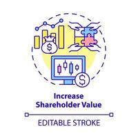 Symbol für das Konzept des Aktionärswerts steigern. Business Expansion Bedeutung abstrakte Idee dünne Linie Illustration. Vorstand. Verwaltung. Vektor isolierte Umrissfarbe Zeichnung. editierbarer Strich