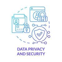 datasekretess och säkerhet blå gradient koncept ikon. online entreprenörskap risk abstrakt idé tunn linje illustration. integritetspolicy. hålla data säker. vektor isolerade kontur färgritning