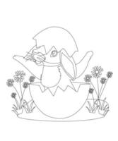 påskhare kanin seriefigur i svart och vit kontur. påskkanin för målarbok, söt liten kanin som målar vackra semesterpresenter med ljusa och färgglada färger och en konst vektor