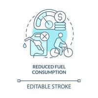 minskad bränsleförbrukning blå konceptikon. cykeldelning fördel abstrakt idé tunn linje illustration. miljövänliga transporter. vektor isolerade kontur färgritning. redigerbar linje