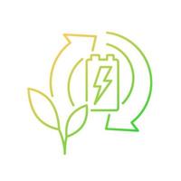 Lineares Vektorsymbol für das Recycling von Öko-Batterien. gefährliche Abfalldeponien verhindern. verbrauchten Akku aufladen. Farbsymbol mit dünner Linie. Piktogramm im modernen Stil. Vektor isoliert Umrisszeichnung
