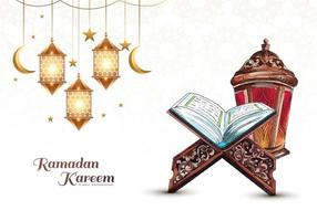 schönes ramadan kareem heiliges buch des korans für muslimischen feiertagshintergrund vektor