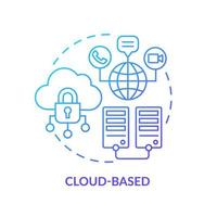 Cloud-basiertes Symbol für blaues Farbverlaufskonzept. virtuelle Datenbank. Kommunikation im Internet. ucaas funktion abstrakte idee dünne linie illustration. isolierte Umrisszeichnung. unzählige pro-fette Schriftarten verwendet vektor