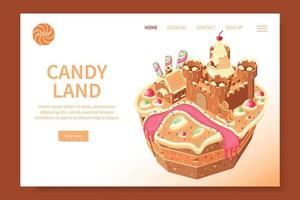 candy land isometrisk webbplats vektor