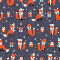 Weihnachtsnahtloses Muster mit Fuchs und Geschenken vektor
