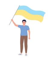 man som håller ukrainska flaggan semi platt färg vektor karaktär