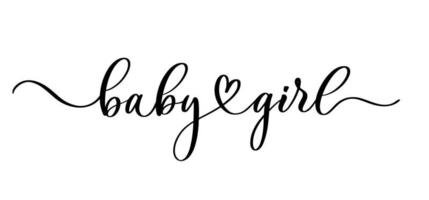 baby flicka logotyp bokstäver citat. baby shower handritad modern borste kalligrafi fras för kort, invintation, print, affisch, sticker. vektor