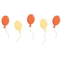 Vektor bunte Luftballons im flachen Cartoon-Stil isoliert auf weißem Hintergrund. heliumrote und gelbe glänzende luftballons für geburtstagsfeier, partydekoration