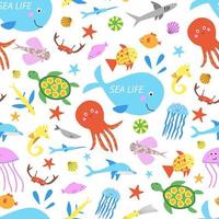 söta havsdjur sommar sömlösa vektormönster för barn textil, omslagspapper eller utskrift på vilken yta som helst vektor
