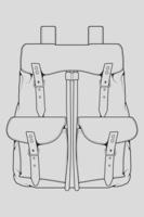 Skizze eines Rucksacks. Rucksack isoliert auf weißem Hintergrund. Vektorillustration eines Skizzenstils. vektor