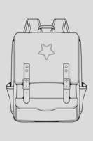 Skizze eines Rucksacks. Rucksack isoliert auf weißem Hintergrund. Vektorillustration eines Skizzenstils.