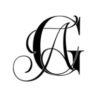 ga, ag, monogrammlogo. Kalligraphisches Signatursymbol. Hochzeitslogo-Monogramm. modernes Monogrammsymbol. Paarlogo für die Hochzeit vektor