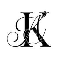 ka, ak, monogram logotyp. kalligrafiska signatur ikon. bröllop logotyp monogram. modern monogram symbol. par logotyp för bröllop vektor