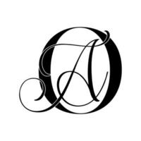 oa, ao, monogram logotyp. kalligrafiska signatur ikon. bröllop logotyp monogram. modern monogram symbol. par logotyp för bröllop vektor