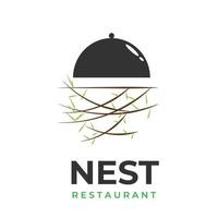 Nestlogo mit natürlichem Restaurant vektor