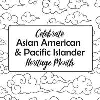 asiatiska amerikanska Stillahavsöarna arv månad fyrkantig minimalistisk mall med abstrakt vektor traditionella orientaliska virvlade moln bakgrund. aapi historia månad