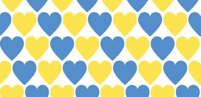 nahtlose Muster Vektor Hintergrund mit Herzen in der Farbe der ukrainischen Flagge - gelb und blau. Wiederholen Sie den nahtlosen strukturierten Hintergrund. Ukraine unterstützen