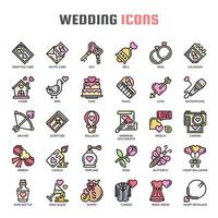 Hochzeit dünne Linie Icons vektor