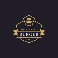 vintage retro märke skinka biff hamburgare för snabbmat restaurang logotyp design inspiration vektor