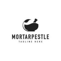 vintage mortel mortelstöt blad skål hipster logotyp vektor design inspiration