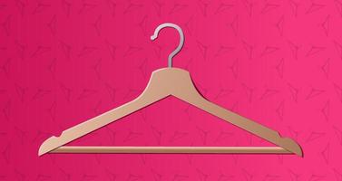 Halbrealistischer Kleiderbügelvektor auf rosafarbenem Hintergrund mit Farbverlauf und Kleiderbügelmuster vektor