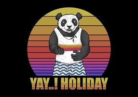 Panda Holiday över retro solnedgång vektor