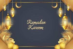 bakgrund ramadan kareem islamisk grå och guld färg vektor