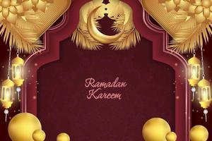 hintergrund ramadan kareem islamischer roter und goldener luxus vektor