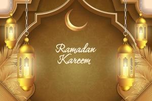 ramadan kareem islamischer weicher brauner und goldener luxus mit mandala vektor
